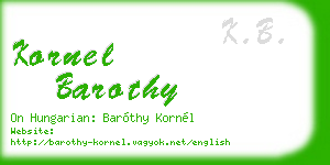 kornel barothy business card